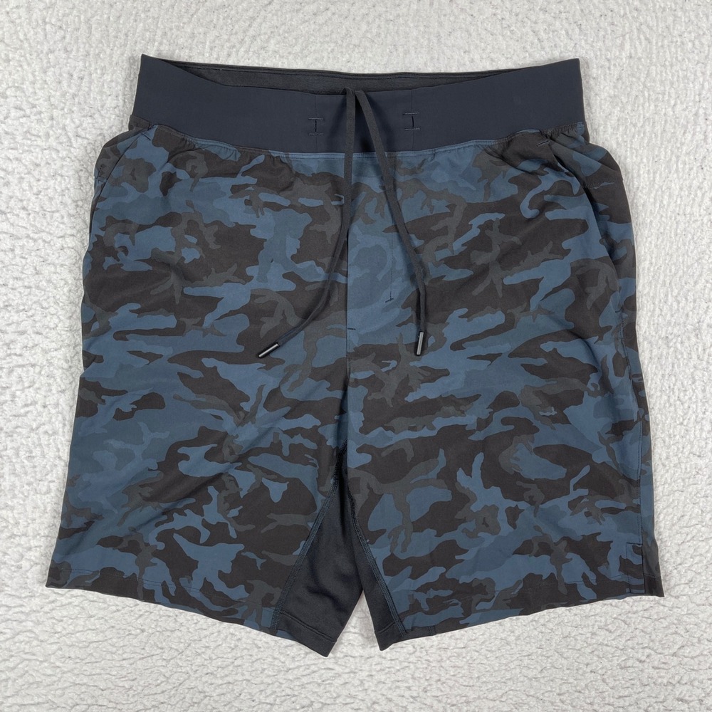 Lululemon The Short Mens Medium‎ Blue Camo Lined Athletic Workout Casual